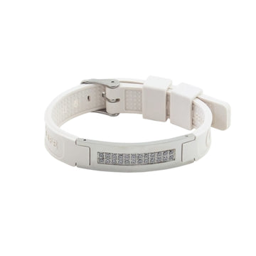 Magical -White Silicone Negative Ion Bracelet - 24 Swarovski Crystals